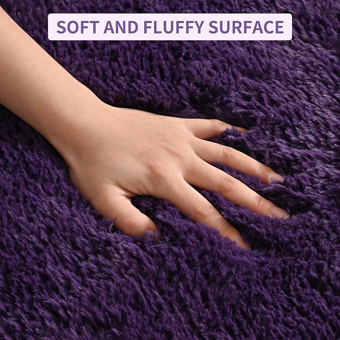 5x8 Area Rugs for Living Room, Soft Fluffy Shag Purple Rug for Bedroom Nursery - Image 7