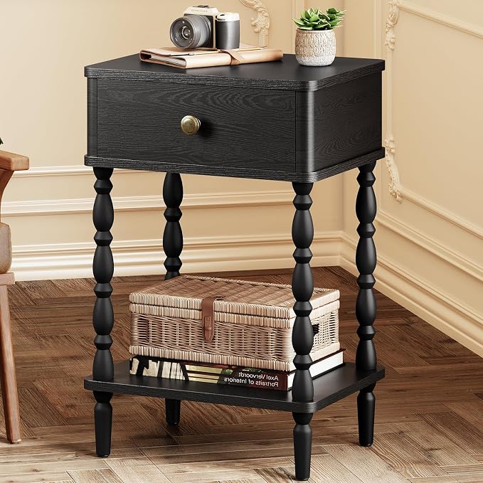Yoobure Black Nightstand with Drawer - Image 9