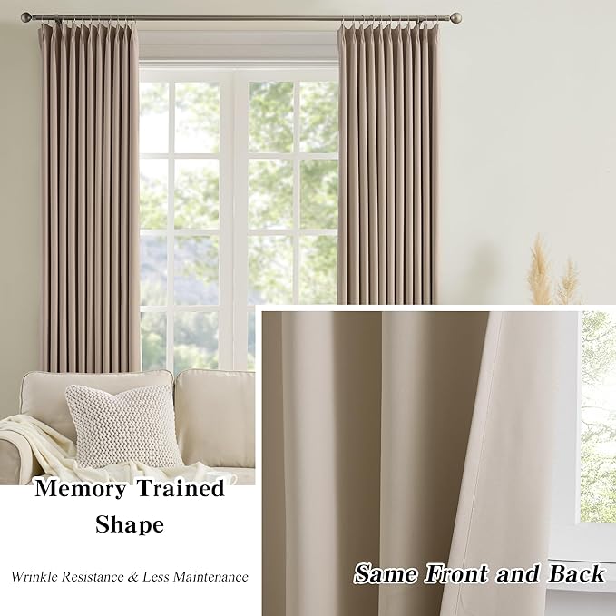 100 Inch Curtain Panels Pinch Pleated Light Blocking Solid Custom Made Pleated - Image 6