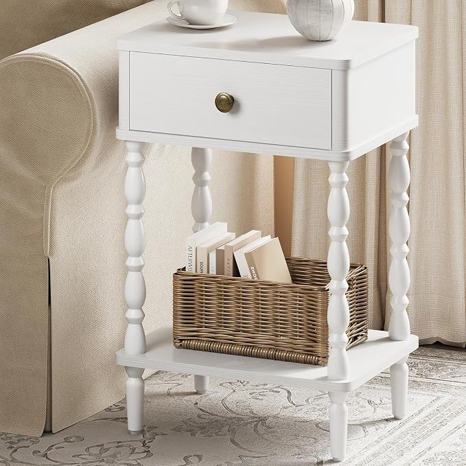 Yoobure White Nightstand with Drawer by Yoobure