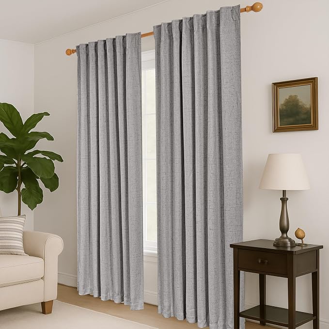 Deconovo 100% Blackout Linen-Blend Curtains 52" x 84" – Thermal Insulated - Image 8