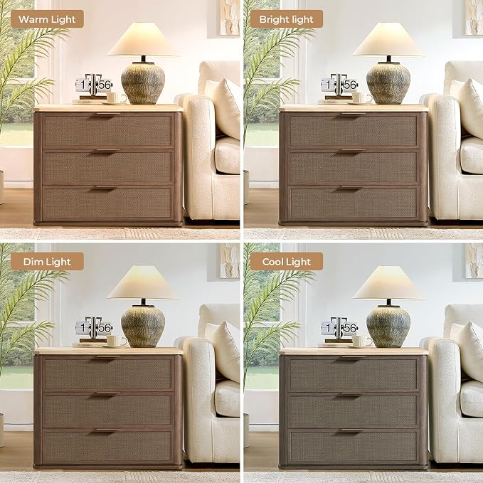 Night Stand, 30.71" W Rattan Nightstand - Image 7