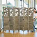 Room Divider Wood Carved Wall Divider Indoor Folding Portable Partition Screen by Svimi