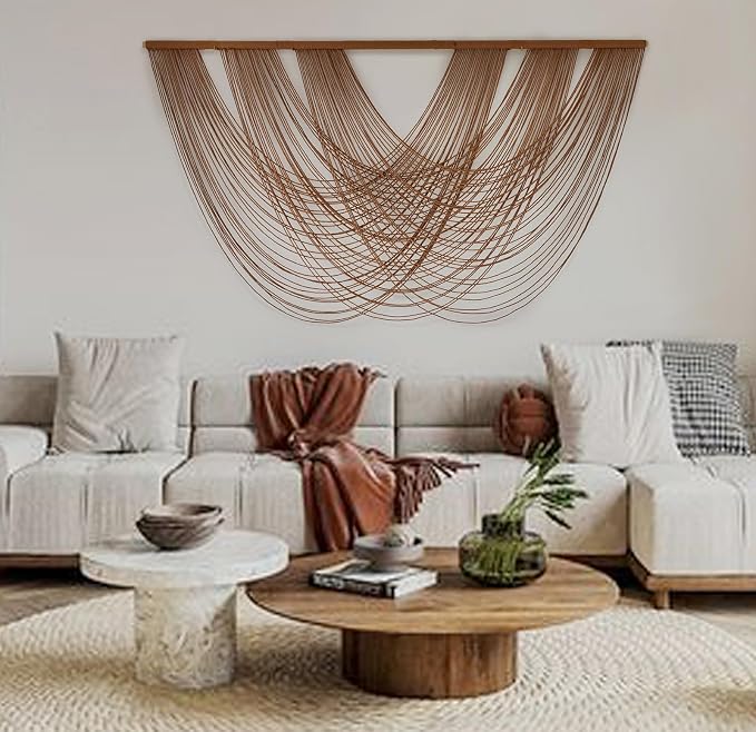Large Macrame Wall Hanging Brown Die-Dyed 59.00" W x 31.00" L Boho Wall Decor - Image 5