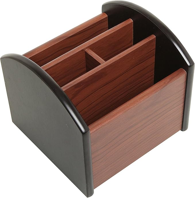 Coideal Remote Control Holder Caddy Wood, Rotating Wooden Pen Pencil Holder - Image 2