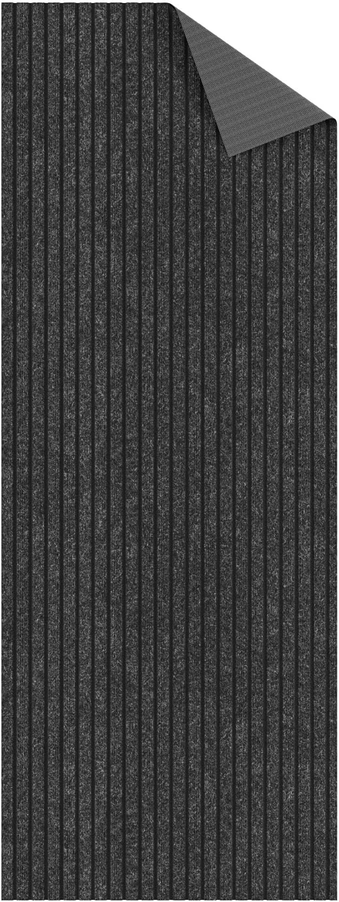 Ottomanson 2' x 18' Hallway Runner with Scraper Pile Extra Durable Non-Slip Rug Mat for Indoor & Outdoor Use - Ideal for Kitchen, Entryway, Patio & Garage - High-Traffic Carpet, Black