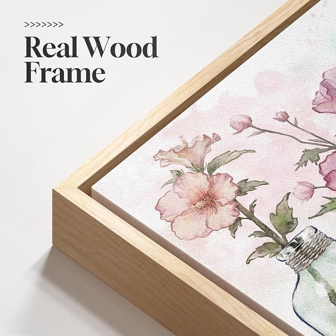 Framed Colorful Floral Wall Art, Modern Botanical in Vase Canvas Prints Painting - Image 3