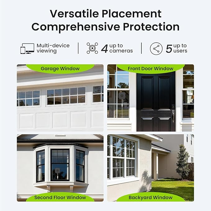 HOMIQ LIFE Window Security Camera 3MP 2K, Indoor WiFi Cameras 2.4GHz/5GHz with Colorvue AI Color Night Vision, Person Detection with Auto-Focus, 24/7 Recording Compatible with Alexa & Google Home