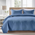 FLYMME King Size Quilt Bedding Set Bluish Grey Lightweight Bedspreads by FLYMME