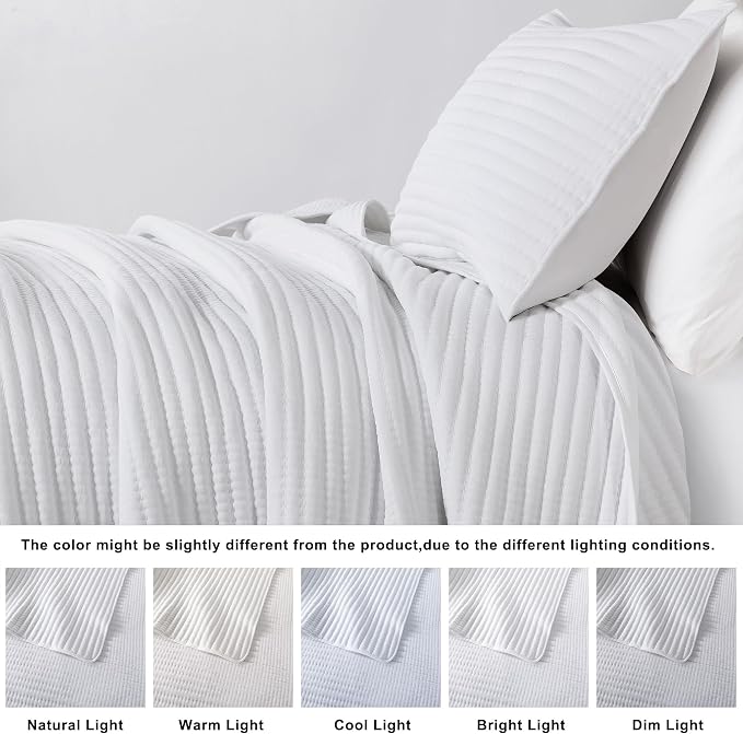 WDCOZY King Size Pick Stitch Quilt Set, 3 Pieces 104x90 inches, Channel - Image 4