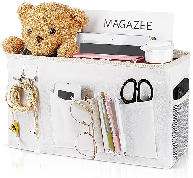 Bedside Caddy Organizer Hanging Storage Bag Bunk Bed White | Bed Caddy by frjjthchy