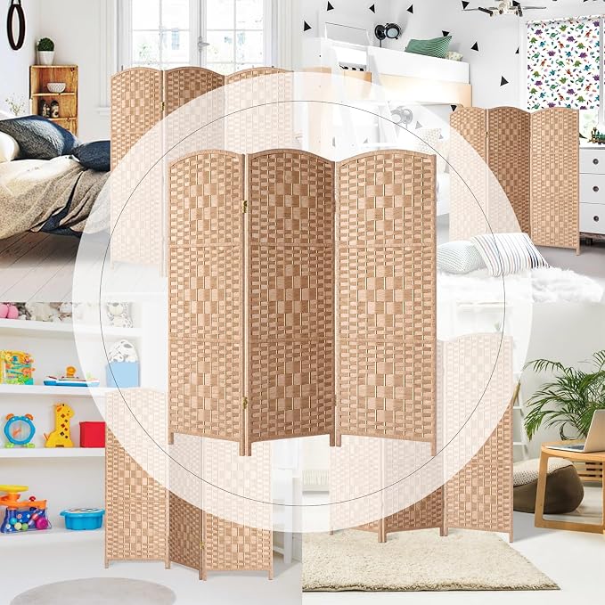HALLYBEE Short Room Divider, Small Folding Privacy Screens, 3 Panel Natural | - Image 6