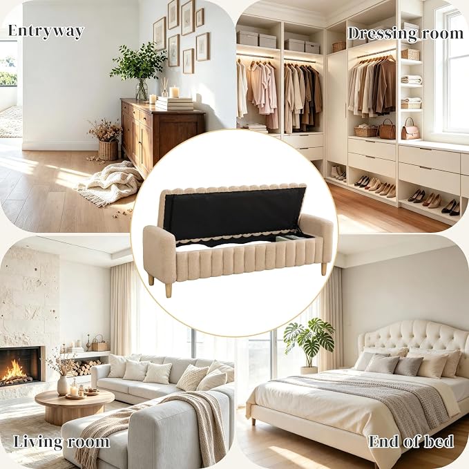 Aoiy & Wifon 63.4" W Large Storage Ottoman Bench, King Size End of Bed Storage - Image 7