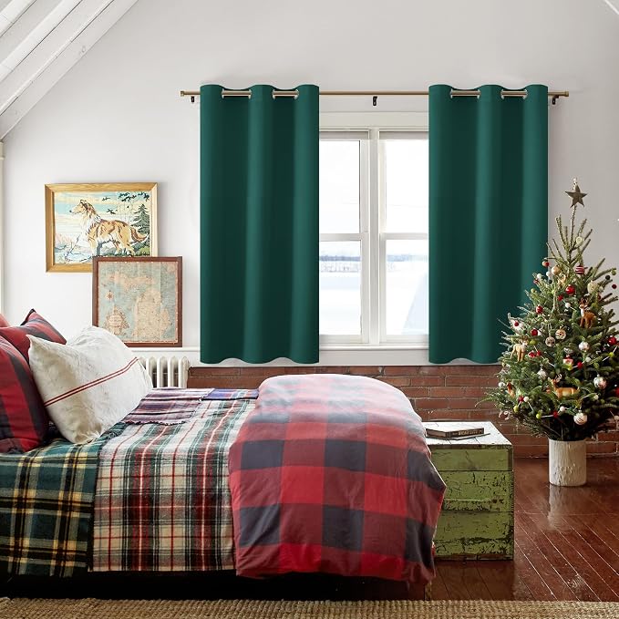 Blackout Curtains for Bedroom, Hunter Green, 38 x 54 Inch, 2 Panels | Light - Image 6