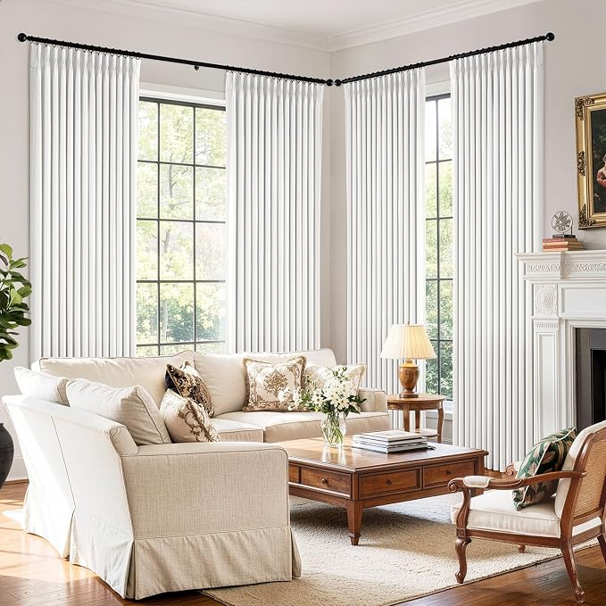 MIULEE Pinch Pleated 100% Blackout Curtains 40"x90" Long White 4 Panels Set | - Image 6