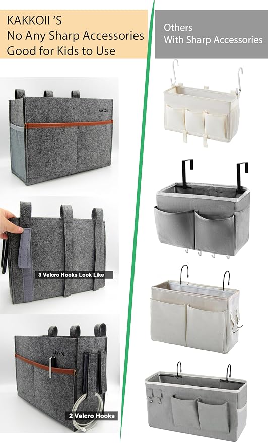 Bedside Caddy, Felt Bedside Storage Organizer, Hanging Storage Bag, Chair - Image 3