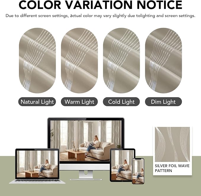 Deconovo Curtains for Living Room, Pattern Blackout Curtains 84 Inches Long | - Image 8