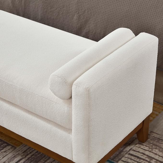 51” Bed Ottoman Bench for Bedroom, Boucle Upholstered End of The Bed Bench - Image 5