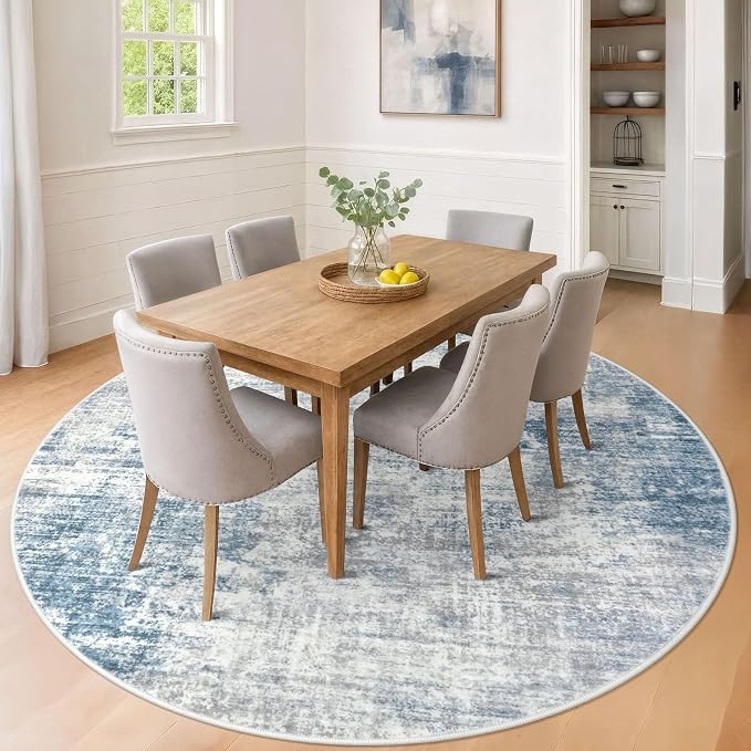Abstract Round Area Rug 8 Ft Washable Circle Rugs Large Round Rug Non Slip Thin - Image 3