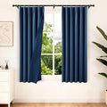 Etherealveil Navy Blue Pinch Pleated Blackout Curtains 2 Panels 40"x72" | Back by Etherealveil