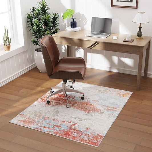 40"x50" Modern Abstract Office Chair Rug, Easy to Clean Computer Chair Rug, Under Desk Rugs for Home Office, Desk Rugs for Rolling Chairs, Floor Mat for Hardwood Floors, Desks Carpet for Tile Floor