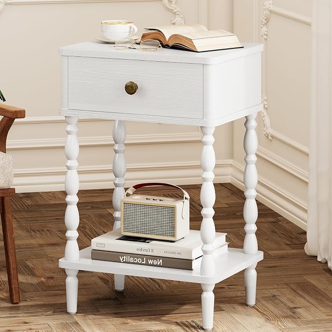 Yoobure White Nightstand with Drawer - Image 9