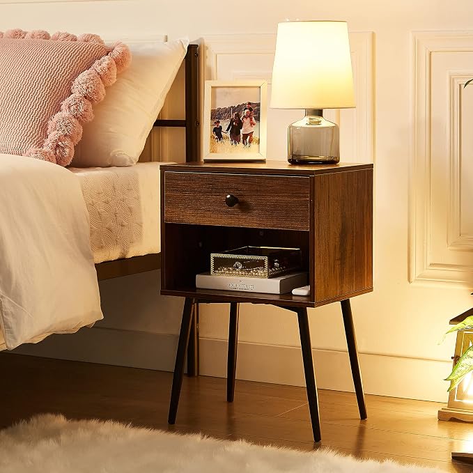 VECELO Nightstands Set of 2, Mid Century Modern End Bedside Table, Night Stand - Image 8