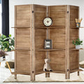 Room Divider with Shelves, 4 Panel Brown Privacy Screen | Partition Room by AMBITION+LAND