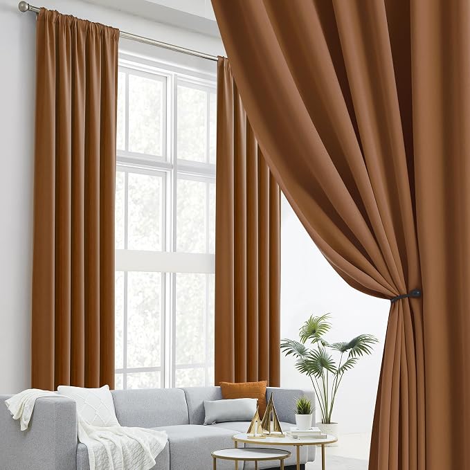 108 Inch Curtains 2 Panels Set Back Tab Pocket Thermal Insulated Energy - Image 2
