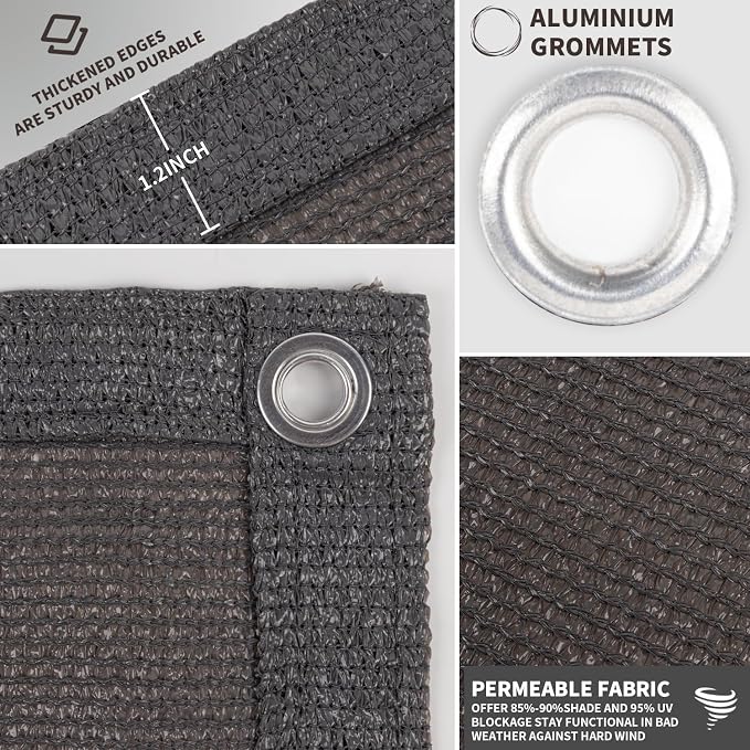 LOVE STORY Custom Size 3.3' x 25' Balcony Privacy Screen Cover, Dark Grey | - Image 3