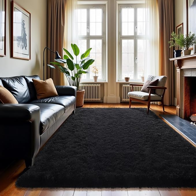 HOMORE Bedroom Rug 3x5 Black Rugs by Homore