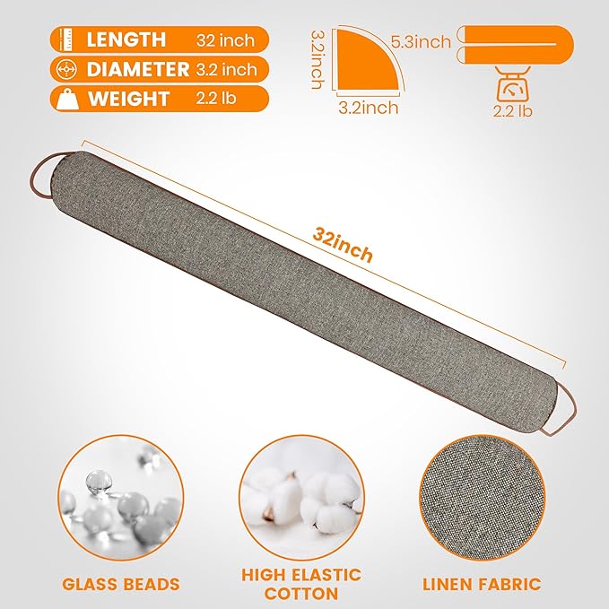 TORRAMI Under Door Draft Stoppers 32 Inch, Heavy Triangle Stop Draft Block Cold Air/Wind/Breeze Noise Blocker Door Sweeps Weather Stripping Bottom Seal Brown