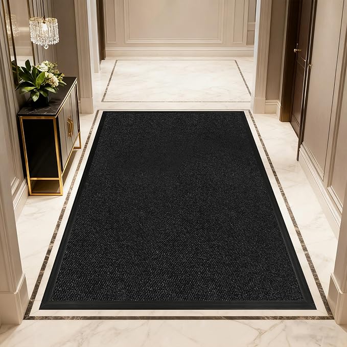 4ft x 6ft Front Door Mat Indoor Outdoor Entrance, Commercial Heavy Duty Entryway Matt, Non-Slip Rubber Backing Low Profile Doormat, Waterproof Dirt Trapper Welcome Mat for High Traffic Area