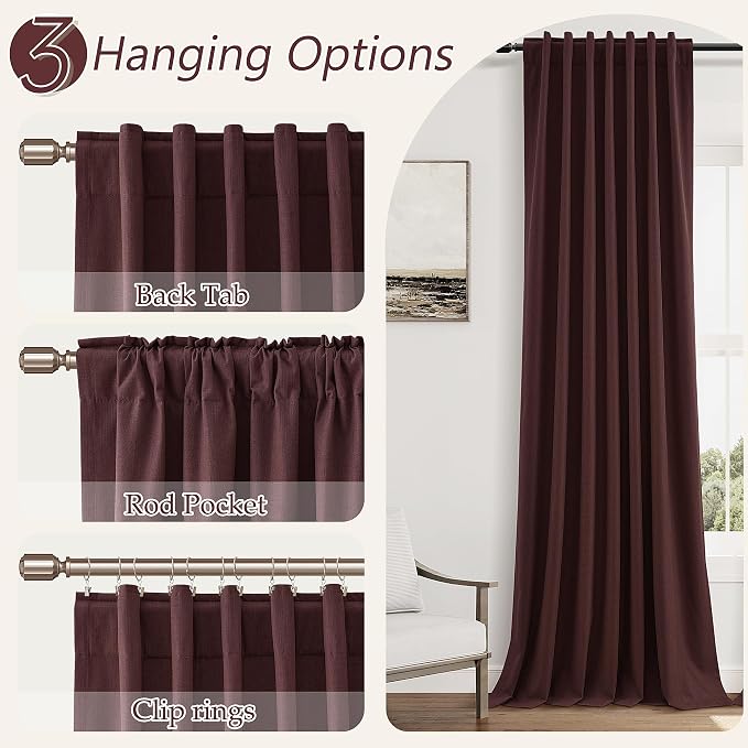 100% Blackout Curtains 90 Inch Length 2 Panels Set - Image 4