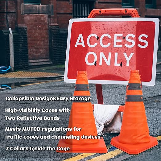 Sunnyglade 4 Pack 20 inch Collapsible Traffic Cones Multi Purpose Pop up Reflective Safety Cone(4)