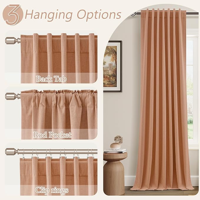 100% Blackout Curtains 102 Inch Length 2 Panels Set - Image 6
