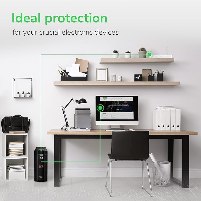 APC Back-UPS Pro 1500VA UPS Battery Backup & Surge Protector, BX1500M Backup Battery Power Supply