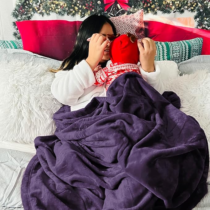 Bedsure GentleSoft Fleece Blankets Queen Size Purple - Bed Blanket Soft Lightweight Plush Fuzzy Cozy Luxury Microfiber, 90x90 inches