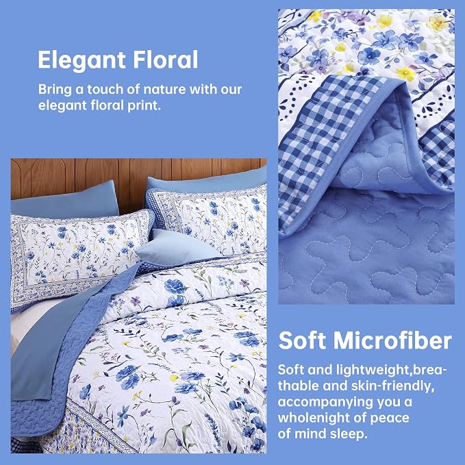 WONGS BEDDING Floral Quilt Set Queen - Image 4