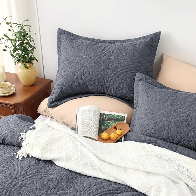 EXQ Home Quilt Set Full Queen Size Mandala Bluish Grey Bedspread | Bedding Set - Image 2
