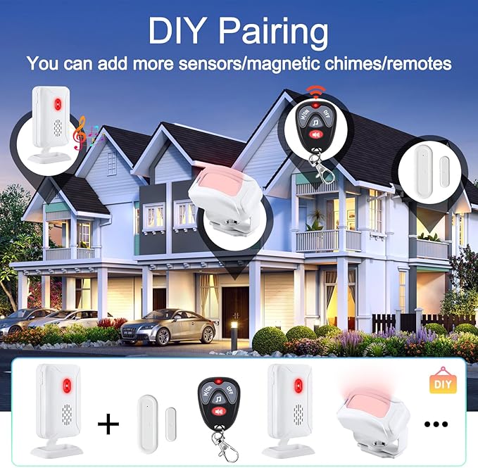 KCMYTONER Wireless Motion Sensor Detector Security Alarm Chime, Motion Sensor Doorbell, Door Chime for Business Entry, Shop Store Office Home Front Door Entry, 1 Receiver 1 Motion Sensor 1 Remote