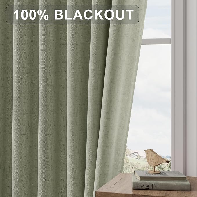 Joywell 100% Blackout Linen Curtains 90 Inches Long - Image 7