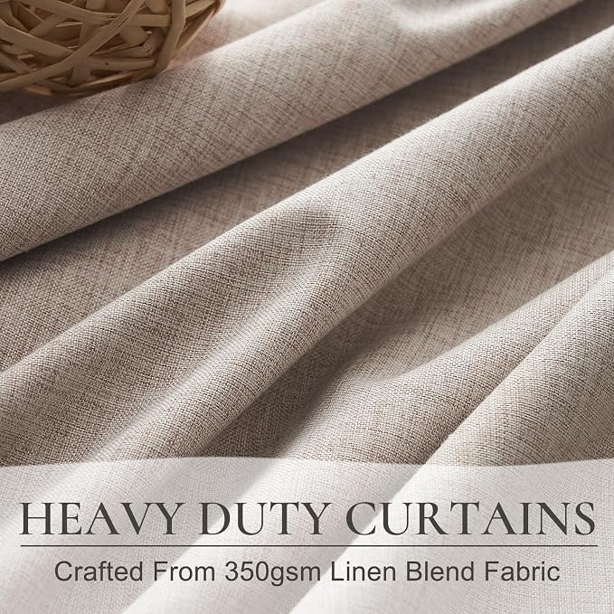 Thick Burlap 92 Inch Blackout Curtains 2 Panels Set - Image 4