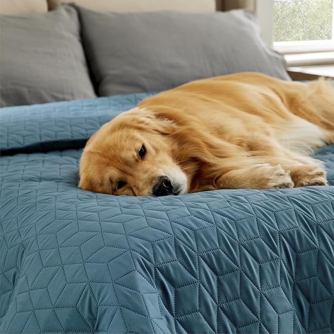Bedsure 100% Waterproof Couch Cover for Dogs Washable - Non Slip Waterproof Blanket Large for Bed Sofa, Lightweight Furniture Protector Durable for Pet Cat Puppy with Non-Slip Bottom, Blue, 52x82IN