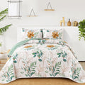 Anibedding Floral Quilt Set Full, 3 Pieces Reversible Elegant Green Leaves by Anibedding