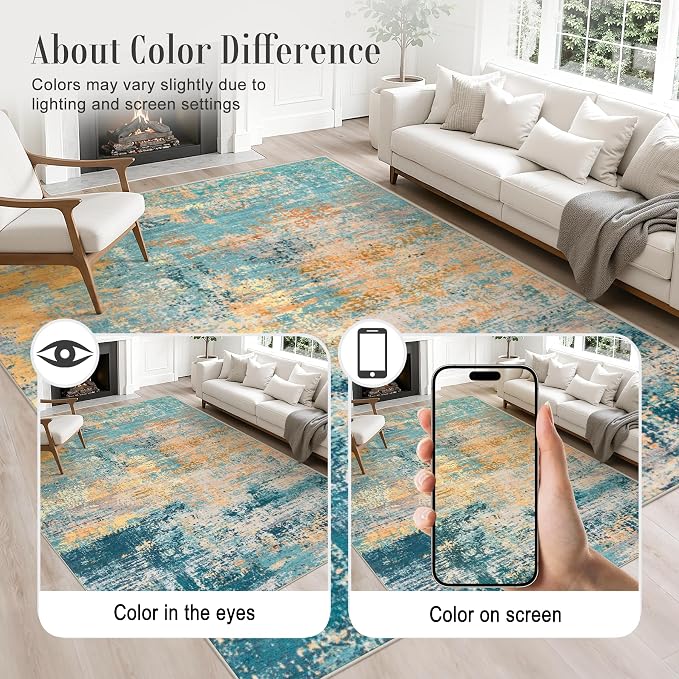 2x6 Washable Runner Rug：Modern Abstract Soft Carpet Rosy Haze | - Image 4