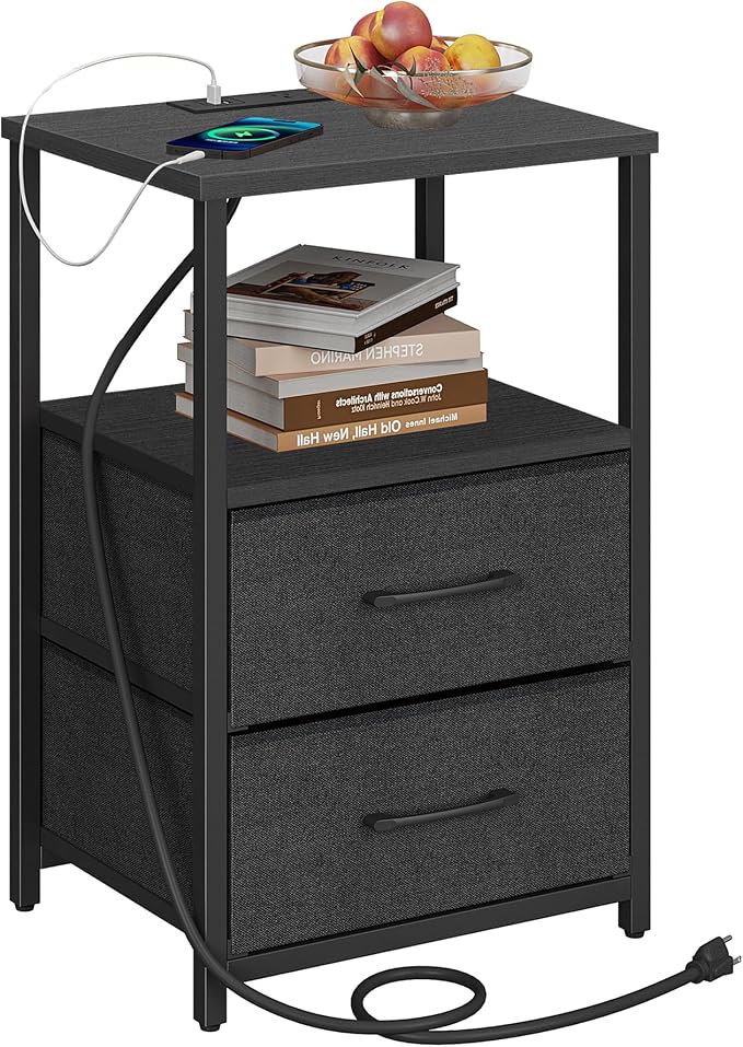 TUTOTAK End Table with Charging Station, Night Stand | Side Table with 2 USB by ChoosetutotakFurnitureBuildYourCozyHome