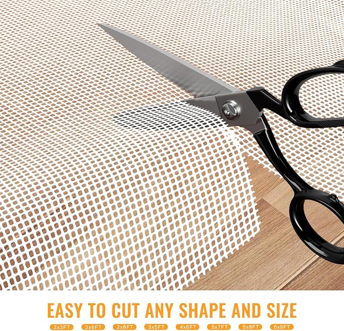 Silicone Non-Slip Rug Pad, Anti Skid Thin Area Rug Pad Gripper, Under Carpet Rug Mats for Hardwood Surface Floors, Keep Rugs in Place-5x8 Ft