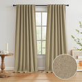 Burlap Linen Blackout Curtains for Ceiling Track System Back Tab, Loop Pocket by KEQIAOSUOCAI