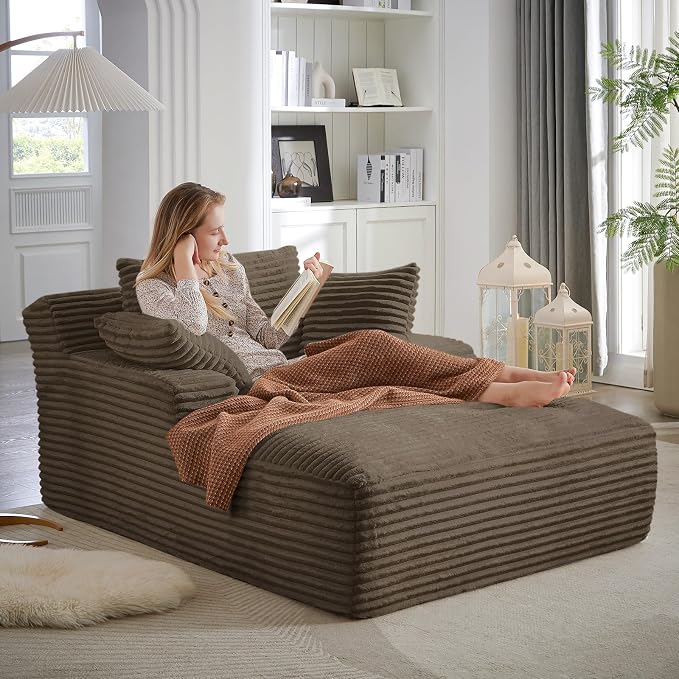 Oversized Chaise Lounge Chair Indoor, Comfy Fluffy Cloud Couch, Modern Deep by JEEOHEY